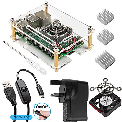 Smraza Raspberry Pi 3 B+Case with Fan,Raspberry Pi 3B Case Starter Kit with 16GB